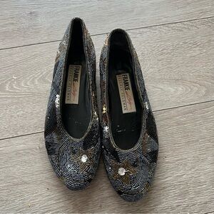 Beverly Feldman Jeweled Ballet Flat - Size 7M - Beaded PArty Vintage 80s
